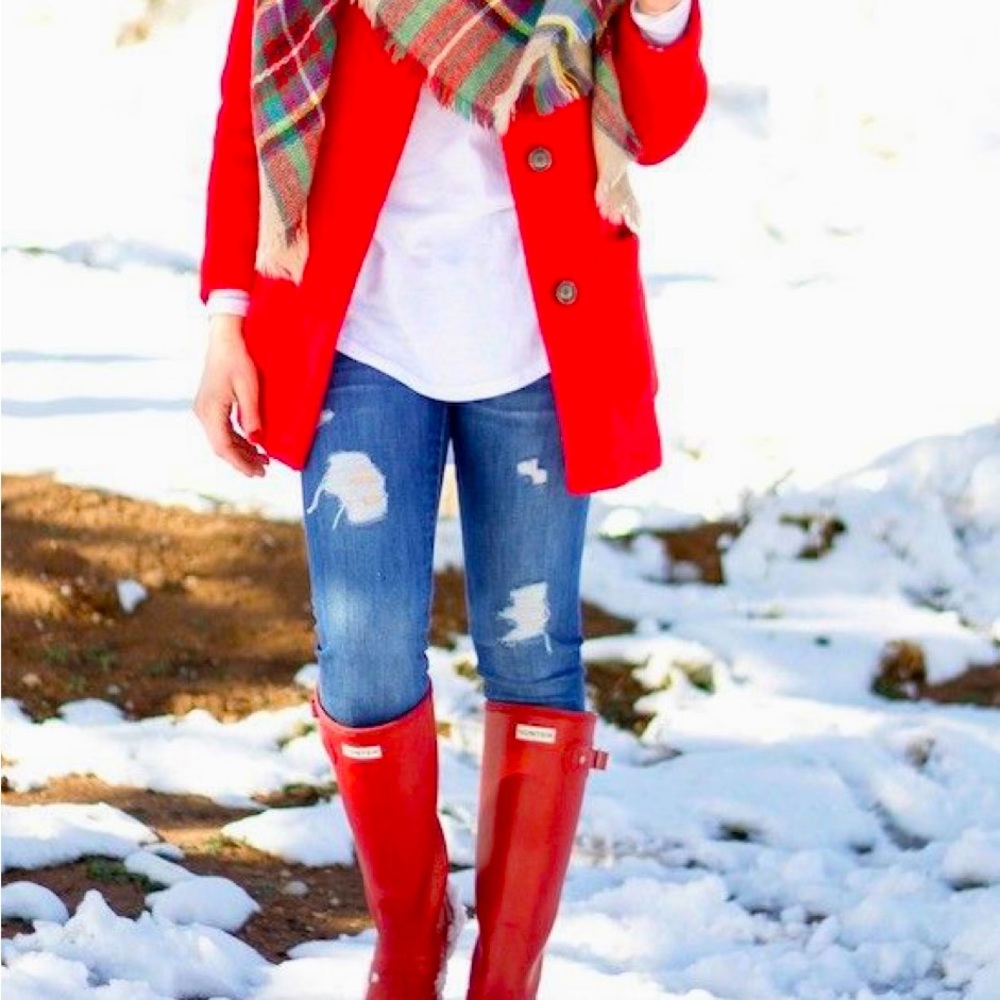 Tall red Hunter original rain boots size 8